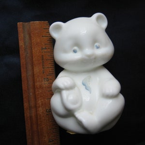 White Fenton Teddy bear, handpainted fenton bear