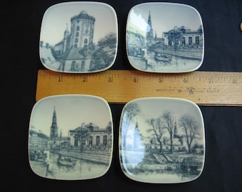 Delft plates, vintage Denmark plate souvenirs, Blue and white Delftware, Dutch