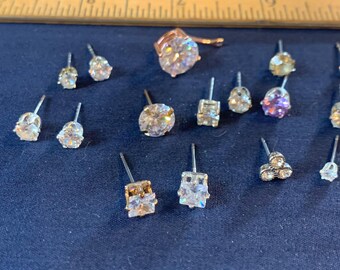 Vintage single Rhinestone stud earring lot