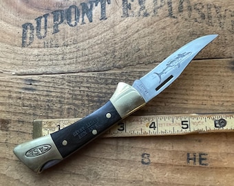 Case XX USA P158 LSSP Mako brass lockback 1980 Leahy Mine 1 blade pocket knife
