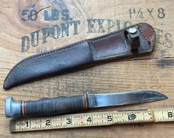 Vintage Kabar Scout, hunting, camping, fishing Fixed blade knife / Kabar sheath
