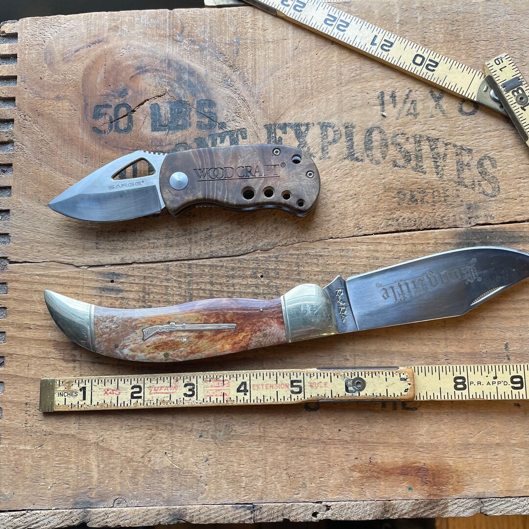 2 Knife Lot Pocket Knives Woodcraft Liner Lock & Rough Rider Folding