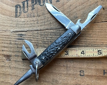 Vintage Kingston Made in USA Camp Utility 4 blade Pocket Knife