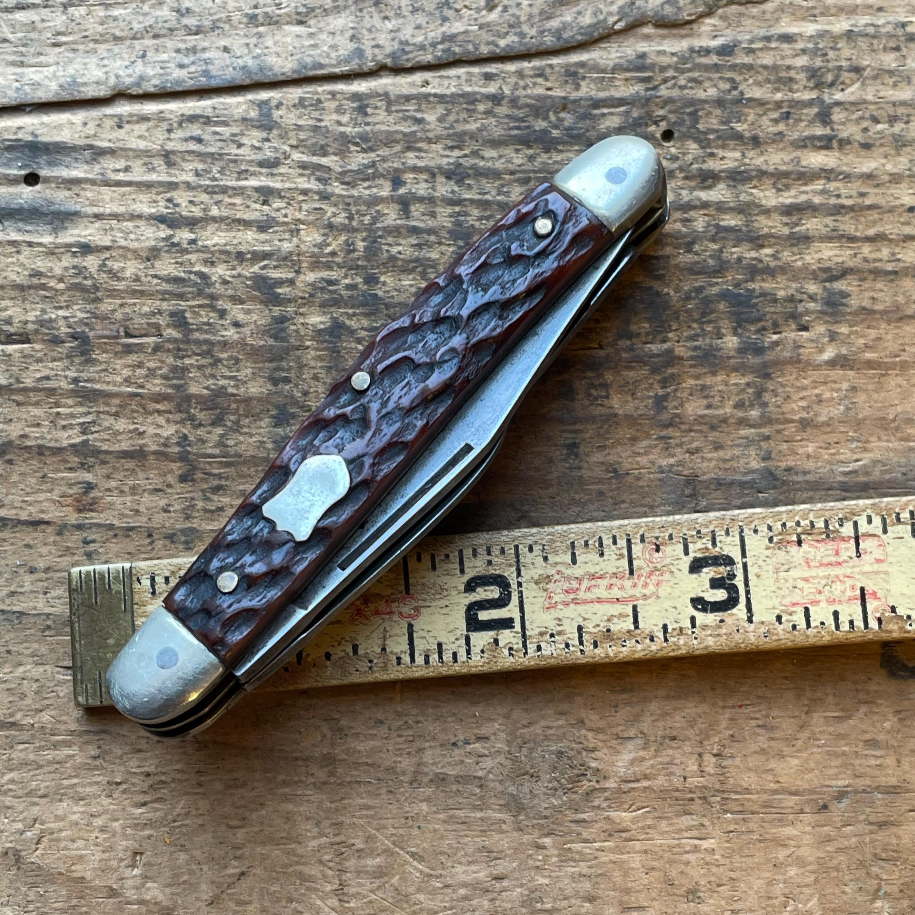 Vintage Sword & Shield Solingen Germany Bone Stockman Knife 3