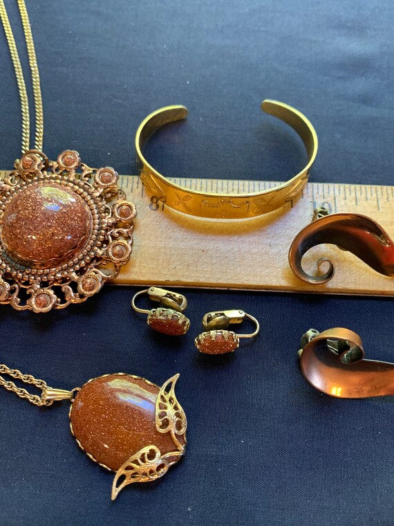 vintage western red goldstone copper jewelry lot