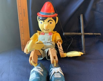 Vintage Handcrafted  Pinnochio marionette puppet toy