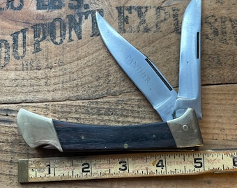 CI (Compass Industries) Japan Panther model 580 Brass lockback 2 blade pocket knife