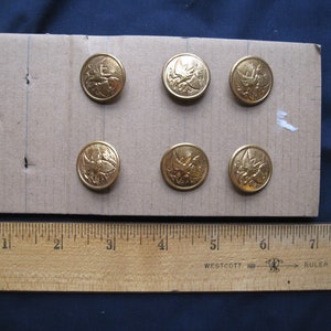 6 vintage metal military buttons