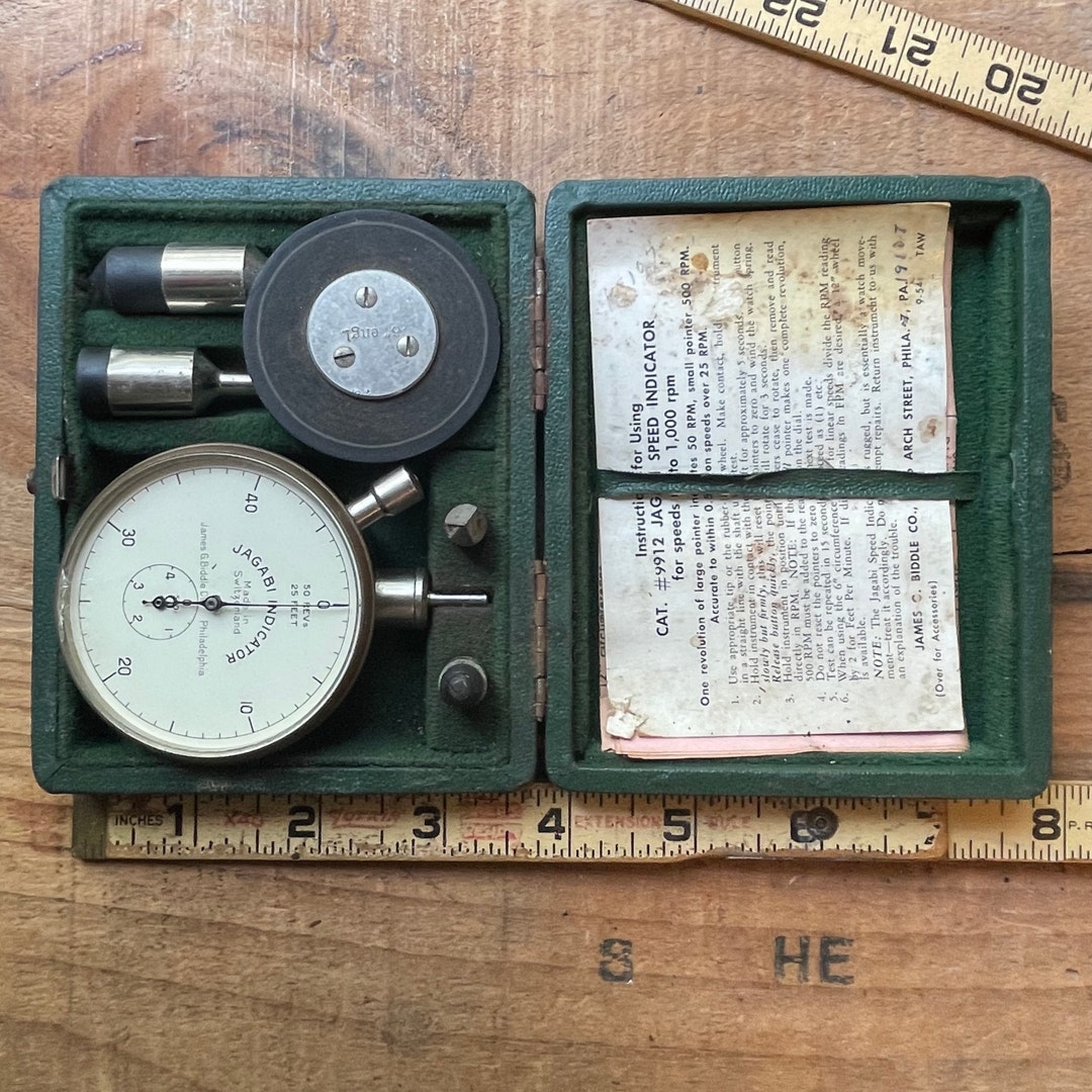 Vintage James Biddle Switzerland JAGABI Speed Indicator Rpm Gauge 25