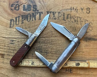 Vintage 2 Knife lot Imperial Prov RI USA and Hammer brand 2 & 3 blade pocket knives