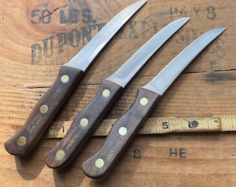 Lot of 3 Chicago Cutlery 103S steak, paring knives stainless wood handles