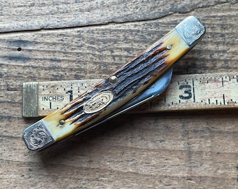 Vintage Case XX USA 1985 model 62052 SS half congress 2 blade pocket knife