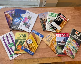 Vintage advertising lot of 12 Corn soybean Field seed pocket guides, farm life memorabilia