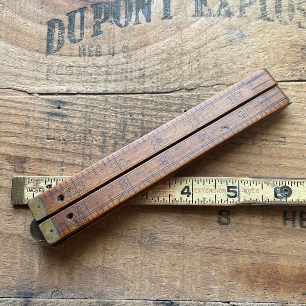 Vintage Stanley No 61 wooden 24" ruler Boxwood
