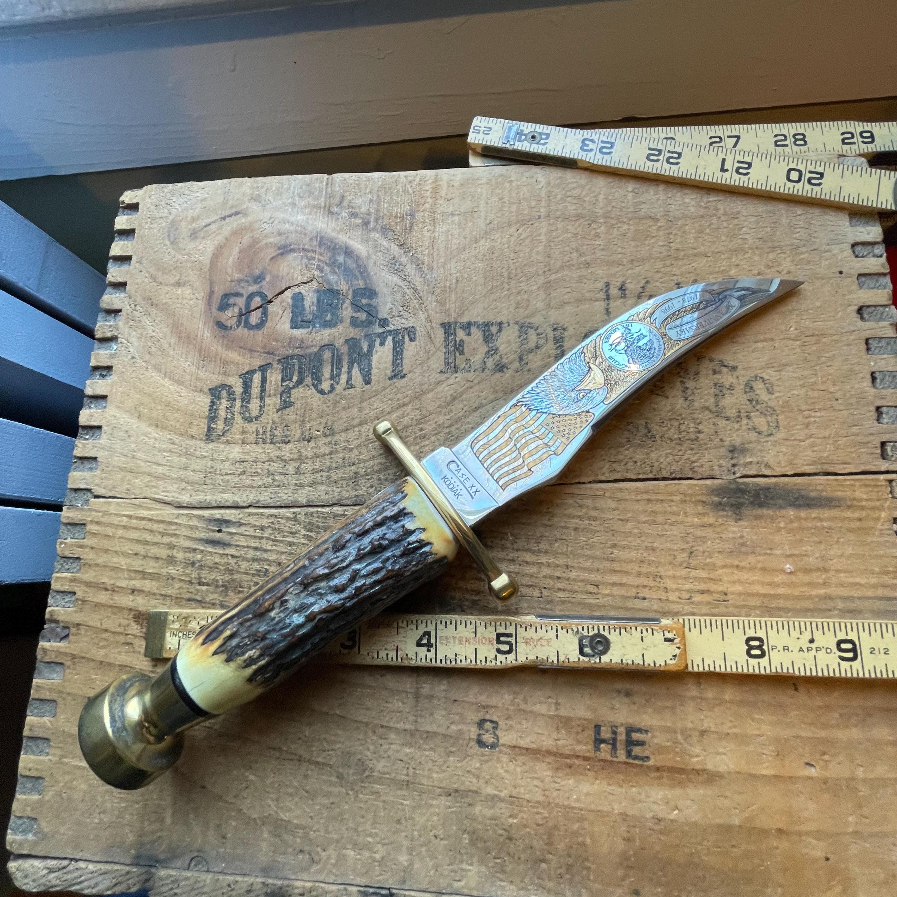 Case XX USA 1998 Stag Kodiak NAHC Gold Eagle Etch Fixed Blade 