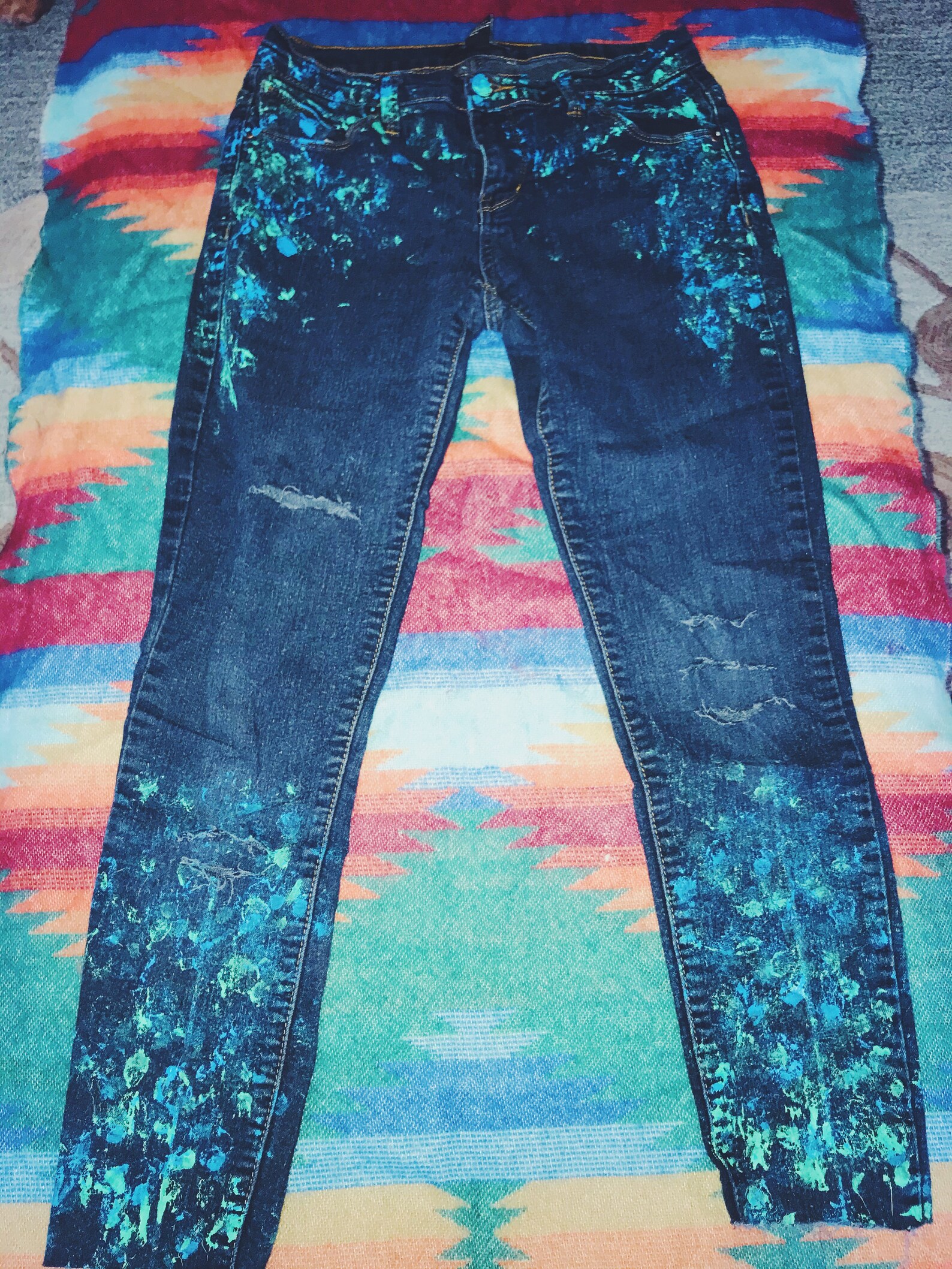 Splatter Paint Jeans Etsy