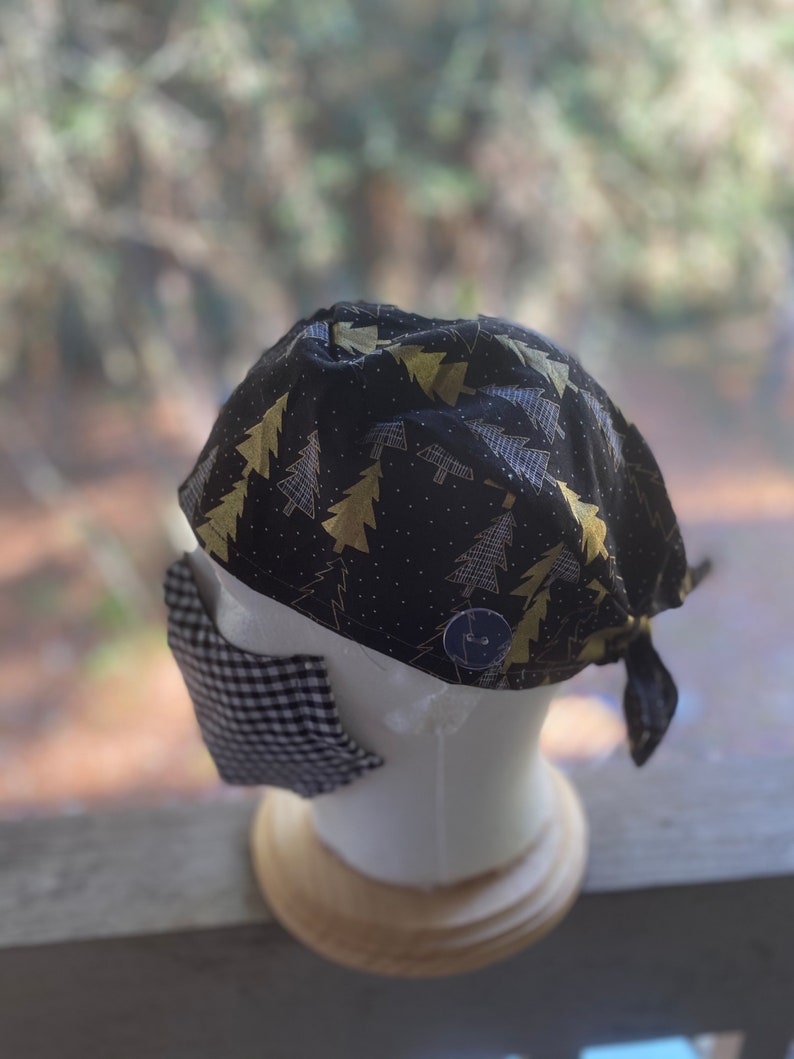 Christmas Trees Metallic Ear saver scrub cap