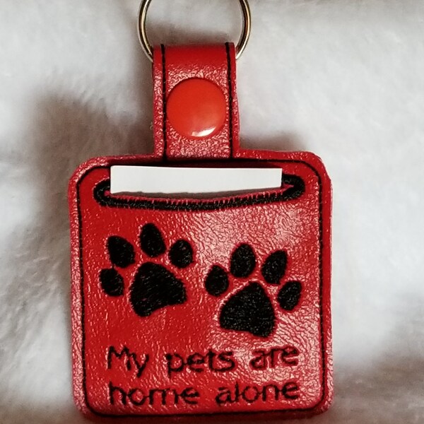 My Pets Are Home Alone Marine Vinyl Key Ring