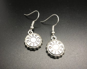 Beer bottle cap earrings