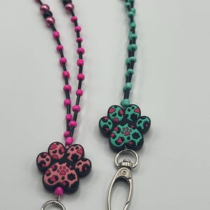 Paw print beaded lanyard