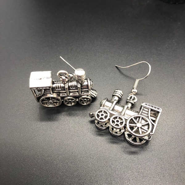 Choo choo train earrings.