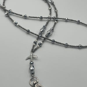 Silver airplane lanyard