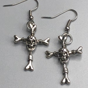 Skeleton cross earrings