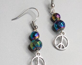 Peace charm earrings