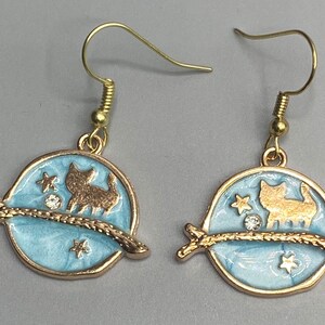 Cat on a branch at midnight earrings