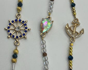 Nautical themed beaded medical bracelet