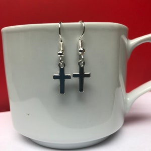 Small silver cross earrings