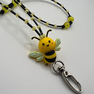 Bumble bee themed beaded lanyard