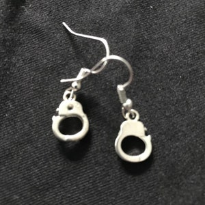Tibetan Silver Handcuff Charm Earrings