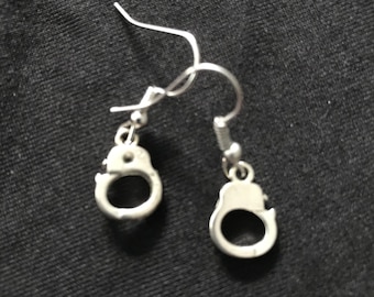 Tibetan Silver Handcuff Charm Earrings