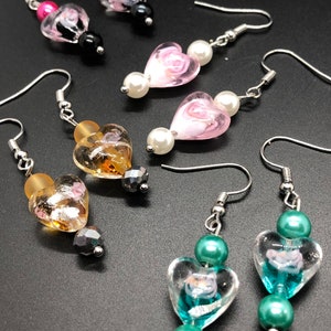 Glass heart earrings