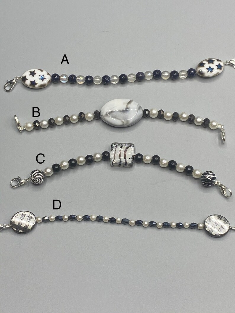 Black and white medical ID bands