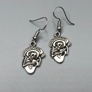Skelleton with Hat and Guitar Earrings