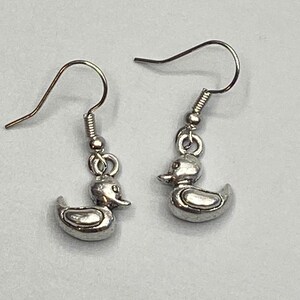 Silver duck earrings