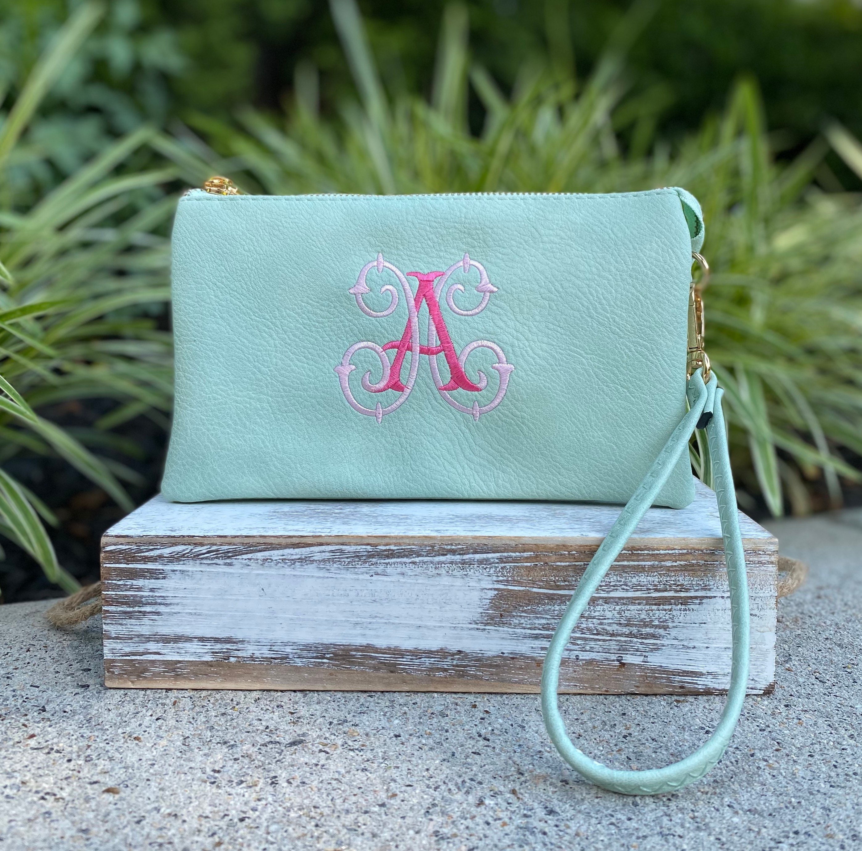 Personalized Crossbody Bag Monogram Wristlet Wallet Etsy