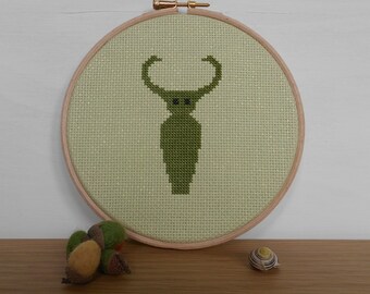 Horned God Silhouette Downloadable PDF Cross Stitch pattern