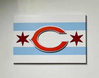 3D Chicago Bears Wooden Flag