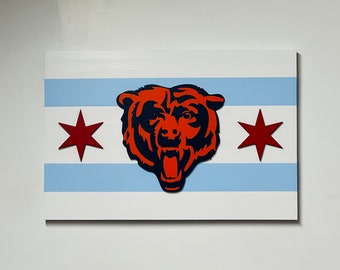 3D Chicago Bears Wooden Flag