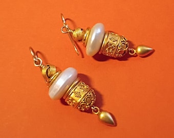 Pendientes colgantes de perla vermeil, estilo etrusco