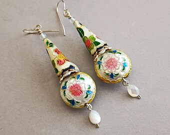 Enamel and M.O.P. earrings