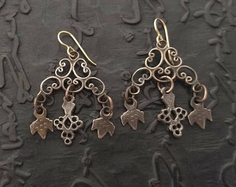 Bronze cast earrings, lightweight.  Cast from antique religious components.