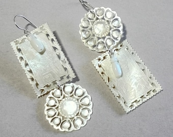 Vintage carved mother of pearl earrings