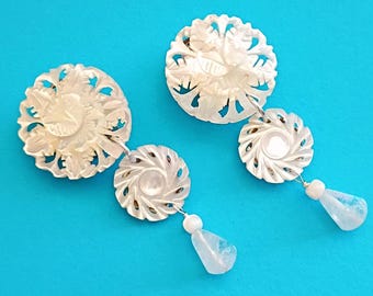 Clip on mother of pearl earrings
