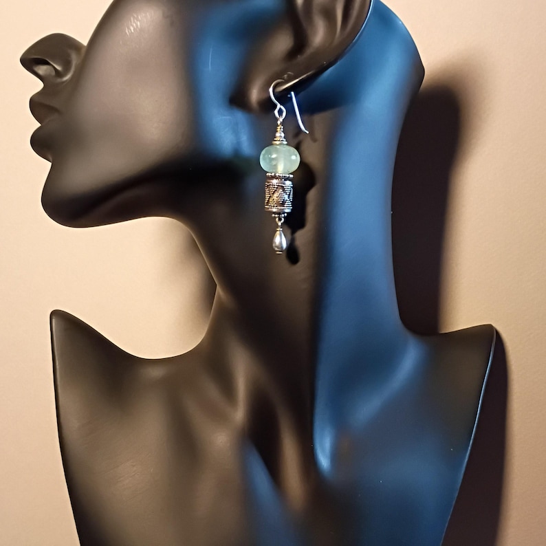 •LEAFY• tourmalinated quartz + silver earrings