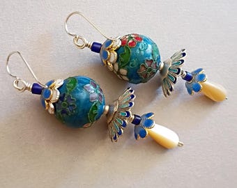 Vintage enamel and M.O.P. earrings