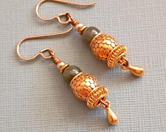 24k vermeil and Jade small earrings.